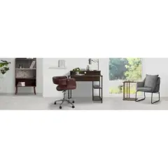Faux Leather Swivel Home Office Chair with Adjustable Seat Height Brown - Teamson Home