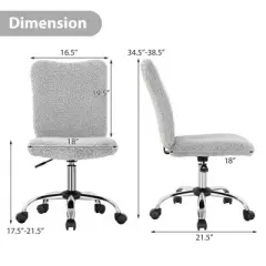 Costway Armless Faux Fur Leisure Office Chair Adjustable Swivel Task Chair