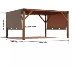 WhizMax 12'X 14' Cedar Wood Luxury Outdoor Pergola with High-Quality Fabric Canopy
