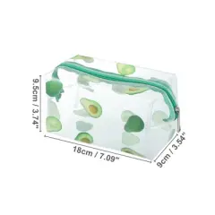 Unique Bargains Portable PVC Clear Makeup Bag Avocado Green 1 Pc