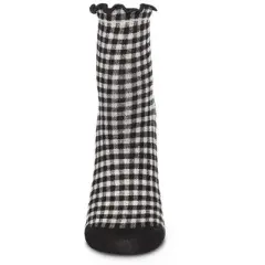 Memoi Women's Gingham Cotton Blend Ruffle Cuff Anklet Socks