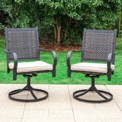 Rattan Wicker 360 Swivel Patio Dining Chairs - Captiva Designs