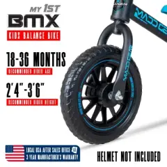 Toddler Balance Bike &ndash; No Pedal First Bicycle for Ages 18 Months to 4 Years &ndash; Adjustable Seat and 10" Foam Tires &ndash; Madd Gear My 1st BMX Balance Bike