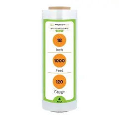 PSBM 4 Rolls Clear 18" x 1000 Ft. 120 Gauge Blown Hand Stretch Wrap Pallet