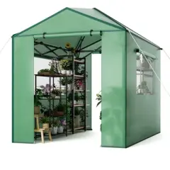 Pop Up Greenhouse,Portable Walk-in Indoor Outdoor Greenhouse for Garden Patio Backyard,Zippered Doors and Window,PE Cover