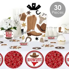 Big Dot of Happiness Western Hoedown - Wild West Cowboy Party Decor and Confetti - Terrific Table Centerpiece Kit - Set of 30