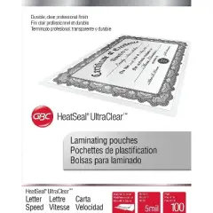 Swingline GBC UltraClear Thermal Laminating Pouches 5 mil 11 1/2 x 9 100/Box 3200587