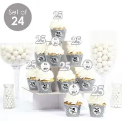 Big Dot of Happiness We Still Do - 25th Wedding Anniversary - Cupcake Decoration - Anniversary Party Cupcake Wrappers and Treat Picks Kit - Set of 24