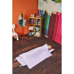 EVERYDAY KIDS Toddler Nap Mat &ndash;Solid Lavender&ndash; Soft Microfiber, Rollup with Handle & Pillow, for Preschool, Daycare, or Travel -Ages 2-6 years
