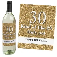 Big Dot of Happiness Adult 30th Birthday - Gold - Birthday Party Gift for Women and Men - Wine Bottle Label Stickers - Set of 4