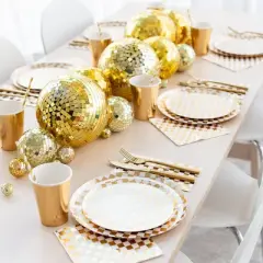 Jollity & Co. - Check It! Gold Clash Dessert Plates - Pack of 8 Paper Plates