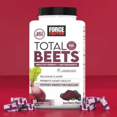 Force Factor Total Beets Dietary Supplements Soft Chews - Acai Berry - 60ct