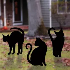 Funworld Black Cat Silhouettes Halloween Yard D&eacute;cor | 3-Pack