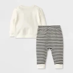 Baby 2pc Halloween Dog & Cat Trick-Or-Treating French Terry & Jogger Pants Set - Cat & Jack&trade; Cream