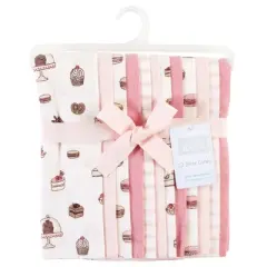 Hudson Baby Infant Girl Cotton Flannel Burp Cloths Bundle, Sweet Bakery, One Size