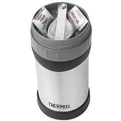 Thermos 16 oz. Insulated Stainless Steel Food Jar w/ Folding Spoon -Silver/Black