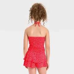Girls' Smocked Floral Woven Halter Top - art class&trade;