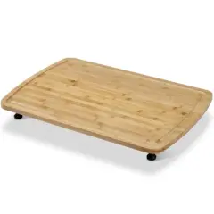 Carbonized Bamboo Stove Cutting Board with Feet 32x21 In - Thick Durable Eco-Friendly Non-Slip Kitchen Food Preparation Board