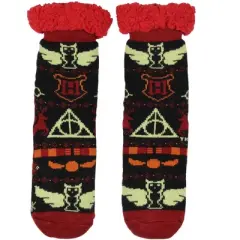 Harry Potter Socks Women's Icons Knit Fleece Lined Slipper Crew Socks Shoe Size 5-10