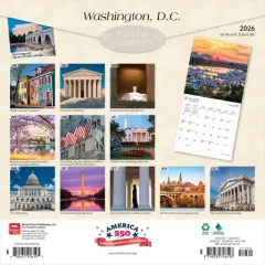 BrownTrout Washington D.C. 2026 12"x24" Hanging Square Wall Calendar Plastic-Free