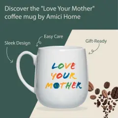 Amici Home 20 Oz Love Mother Coffee Mug - Large Ceramic Mug for Tea & Hot Chocolate - Novelty Coffee Cup with Comfortable Handle Grip