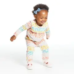 Andy & Evan Infant  Girls Romper w/Headband Beige, Size 3-6 Months