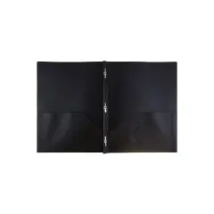 JAM Paper Plastic Two-Pocket School POP Folders w/Metal Prongs Fastener Clasps 382ECBLB