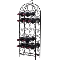 Kings Brand Furniture 23 Bottles Freestanding Floor Metal Wine Rack Stand, Liquor Bottle Holder Stand, Pewter