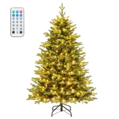 Costway 5/6/7 FT Pre-Lit Christmas Tree Hinged with 250/350/470 Multi-color Lights