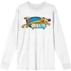 CatDog Classic Logo Women's White Long Sleeve Shirt