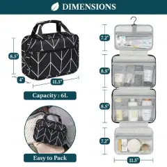PAVILIA Hanging Toiletry Bag Travel Women Men, Foldable Cosmetic Organizer, Water Resistant Makeup Accessories Essentials Kit