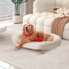 EROMMY Set of 2 Pet Beds for Medium Dogs and Cats, Foam Sofa with Removable Plush Cover