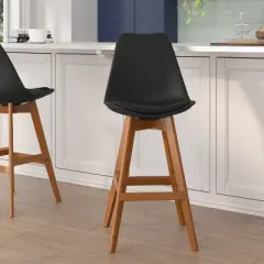Flash Furniture Dana Set of 2 Commercial Grade Modern Counter Stools with Cushioned Seat and Wooden Frame