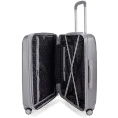 Badgley Mischka Snakeskin Expandable Hardside Checked 3pc Luggage Set - Silver