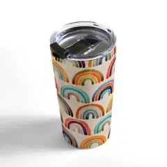 Cat Coquillette Rainbow Watercolor Retro Palette 20 oz Stainless Steel Travel Mug - Deny Designs