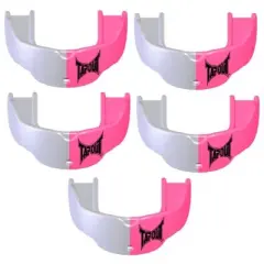 Tapout Adult Protective Sports Mouthguard with Strap 5-Pack - Pink/White