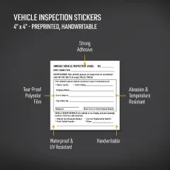Avery Annual Vehicle Inspection Label Stickers, Waterproof, UV Resistant, Preprinted, Handwrite Only, 4" x 4", 8 Stickers