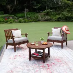 Sopra 2pk Wood Patio Lounge Chairs with Cushions - Brown -  Cambridge Casual