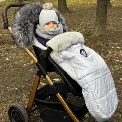 Cover Baby 0-3 Years Organic Premium Gray Wool Adjustable Footmuff in Pastel Gray