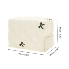 Unique Bargains Rectangle Bow Embroidery Makeup Bag 1 Pc