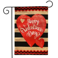 Briarwood Lane Striped Valenetine's Day Burlap Garden Flag 18" x 12.5"