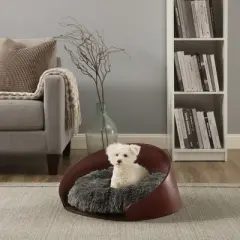 Sam's Pets Kuai Dog Bed Bent Wood Faux Fur