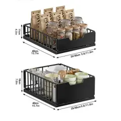 1 Pc Pull Out Cabinet Organizer, Pull-Out Home Organizers Metal Slide Out Drawers Black