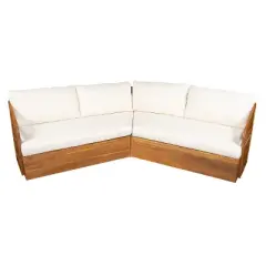 Christopher Knight Home Rugar 4-Seater Patio Acacia Wood V-Shaped Sectional Sofa with Thick Cushions
