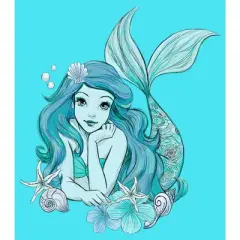 Girl's The Little Mermaid Blue Ariel Portrait Crop T-Shirt