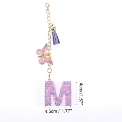 Unique Bargains Star Sequin Letter M Butterfly Tassel Water Cup Pendant Purple 1 Pc