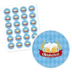 Big Dot of Happiness Oktoberfest - Beer Festival Circle Sticker Labels - 24 Count
