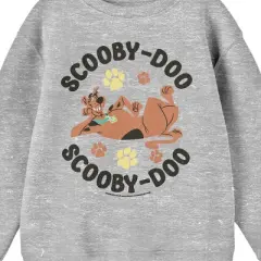 Scooby Doo Chilling Crew Neck Long Sleeve Athletic Heather Youth Sweatshirt