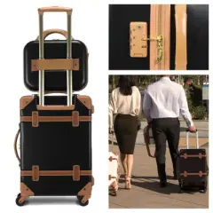World Traveler Gatsby Luxury Trunk 2-Piece Spinner Carry-On Luggage Set