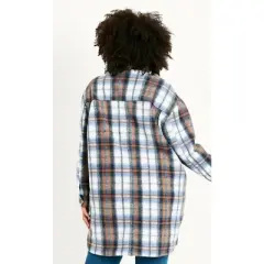 Women's Plus Size Check Shacket  - blue | EVANS